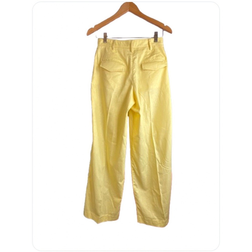 Banana Republic Yellow Maize Pants Size 2 Linen Blend Wide legs 27" waist Pocket